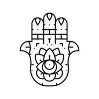 hamsa mano Islam musulmano linea icona vettore illustrazione