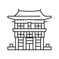 miko santuario fanciulla lo shintoismo linea icona vettore illustrazione