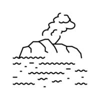 isola vulcano linea icona vettore illustrazione