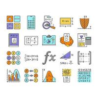 matematica formazione scolastica scuola scienza icone impostato vettore