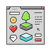 risorse gioco sviluppo colore icona vettore illustrazione