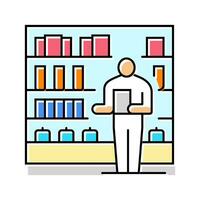 farmacia inventario farmacista colore icona vettore illustrazione