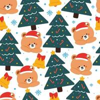 senza soluzione di continuità modello cartone animato orso con Natale albero e Natale elemento. carino Natale sfondo per carta, regalo avvolgere carta vettore