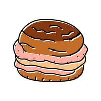 prosciutto ciambella cibo pasto colore icona vettore illustrazione