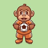 scimmia calcio cartone animato illustrazione vettore