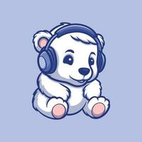 polare orso freddo musica cartone animato illustrasion vettore