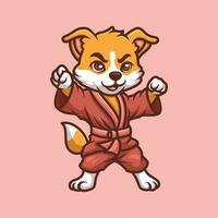 shiba kungfu cartone animato illustrazione vettore