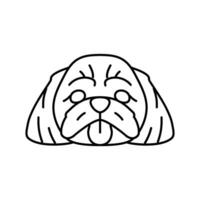 shih tzu cane cucciolo animale domestico linea icona vettore illustrazione