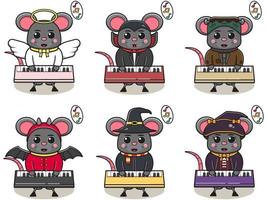 mouse musica halloween set tastiera vettore