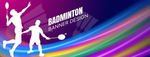 colorato badminton concorrenza bandiera design. sport vettore illustrazione