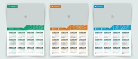 2024 una pagina parete calendario design modello con colore variazione, moderno modificabile 12 mesi una pagina calendario. vettore