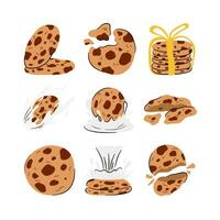 tradizionale biscotti con cioccolato patatine fritte cartone animato stile illustrazione vettore