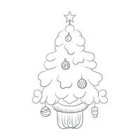 Natale albero schema illustrazione per colorazione libro vettore