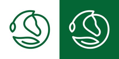 logo design ispirazione cavallo con foglia minimalista icona vettore
