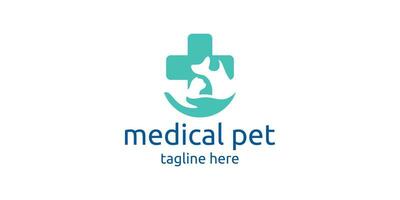 logo design medico animale domestico, Salute cura animale domestico, negativo spazio logo. vettore