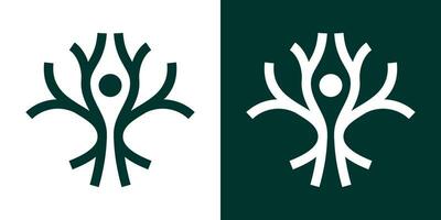 logo design astratto persone e albero icona vettore ispirazione