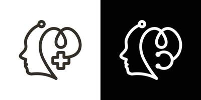 mentale Salute logo progettazione, stetoscopio e testa design icona vettore illustrazione