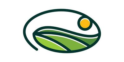 logo design foglia e azienda agricola icona vettore linea illustrazione