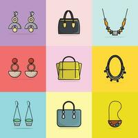 collezione di 9 bellissimo donne moda orecchini, borse e collane vettore illustrazione. bellezza moda oggetti icona concetto. impostato di di moda donne moda gioielleria Accessori vettore design.