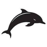 un' nero silhouette delfino animale vettore