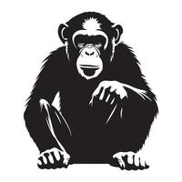 un' nero silhouette scimpanzé animale vettore