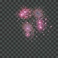 vettore fuoco d'artificio animazione realistico trasparente concetto con celebrazione simboli illustrazione