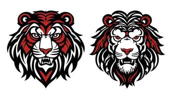 tigre rabbia viso con rosso e nero colore vettore illustrazione portafortuna logo vettore