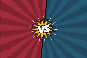 sfondo dello schermo contro vs battaglia rosso e blu in stile fumetto vettore