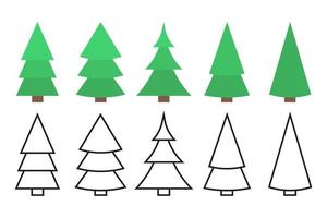 set di alberi di Natale. illustrazione vettoriale in design piatto