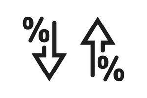 icone percentuale in basso e percentuale in alto. illustrazione vettoriale