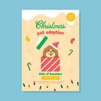 poster per l'adozione di animali domestici delle zampe di babbo natale vettore