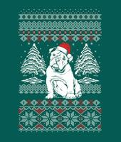 inglese bulldog brutto Natale disegni vettore