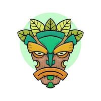 tribale tiki maschere hawaiano totem cultura vettore di legno colorato illustrazioni