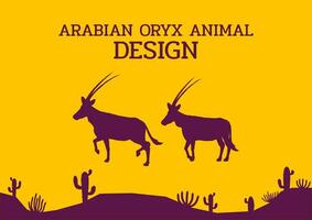 arabo orice antilope deserto animale silhouette piatto design vettore illustrazione