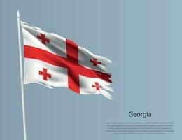 cencioso nazionale bandiera di Georgia. ondulato strappato tessuto su blu sfondo vettore