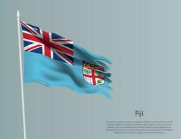 cencioso nazionale bandiera di Figi. ondulato strappato tessuto su blu sfondo. vettore