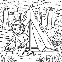 campeggio camper ambientazione su tenda colorazione pagina vettore