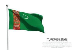 nazionale bandiera turkmenistan agitando su bianca sfondo vettore