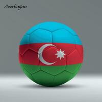 3d realistico calcio palla io con bandiera di azerbaijan su studio sfondo vettore