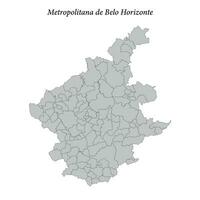 carta geografica di metropolitana de belo horizonte è un' mesoregione nel mine Gerais con frontiere comuni vettore