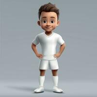 3d cartone animato carino giovane Rugby giocatore nel vuoto bianca kit. vettore