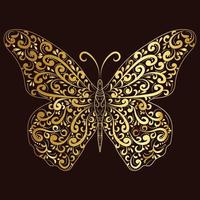 disegno vettoriale d'arte farfalla d'oro