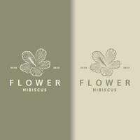 ibisco logo semplice fresco naturale fiore design giardino pianta illustrazione vettore