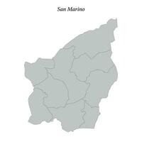 semplice piatto carta geografica di san Marino con frontiere vettore