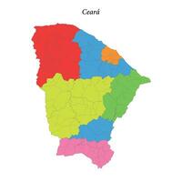 colorato carta geografica di ceara, stato brasile, con frontiere regioni vettore