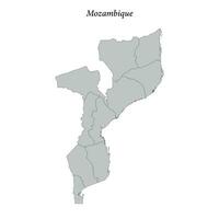 semplice piatto carta geografica di mozambico con frontiere vettore
