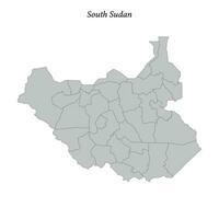 semplice piatto carta geografica di Sud Sudan con frontiere vettore