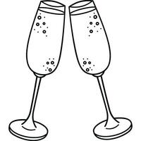 nero Champagne bicchieri con trasparente sfondo vettore