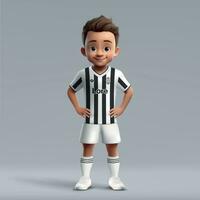 3d cartone animato carino giovane calcio giocatore nel calcio uniforme vettore