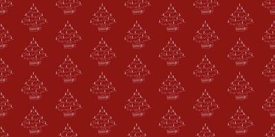 rosso Natale e nuovo anno sfondo con decorato Natale albero. senza soluzione di continuità modello con inverno vacanza elementi. involucro carta modello per regalo scatole. vettore illustrazione.